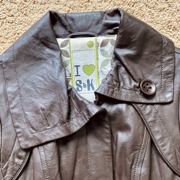 Soia & Kyo Soft Chocolate Brown Motorcycle Style Leather Zip Up Jacket - Picture 9 of 13